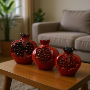 Ensemble de 3 décorations créatives en polyester en forme de grenade, idée originale pour la décoration de la maison - Product Image 3