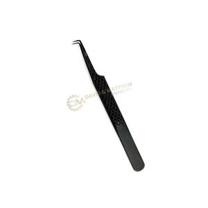 Pinzas para extensiones de pestañas de fibra negra con logotipo personalizado al por mayor, tijeras cuadradas altas, diseño de belleza redondeado de acero inoxidable - Product Image 3