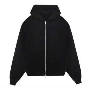 Sweat à capuche d'hiver pour homme 100 % coton de haute qualité, entièrement zippé, coupe oversize, épaules tombantes, épais, avec broderie 3D et logo personnalisé imprimé - Product Image 1