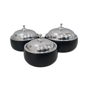 Ensemble de trois casseroles en métal fini noir Casserole faite à la main de qualité supérieure Chauffe-plats en métal de luxe de qualité supérieure - Product Image 1