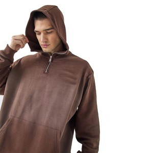 เสื้อฮู้ดซิป ¼  ผ้าฟลีซ 500 GSM ล้างสีแบบแอซิดวอช สไตล์ดรอปโชว์เดอร์ สำหรับผู้ชาย  แบบทำสีซีด  รักษ์โลก  ขายดีประจำฤดูหนาว  รับสั่งทำได้ - Product Image 3