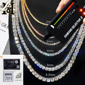 Large Stock Iced Out Chain 925 Sterling Silver 2MM 3MM 4MM 5MM 6MM VVS Moissanite Diamond Tennis Bracelet Chain Necklace