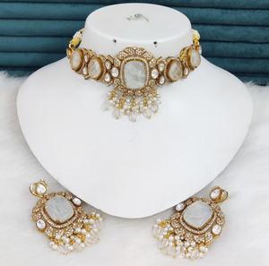 Conjunto de Collar Gargantilla Polki de Latón y Moissanita, Ideal para Bodas, Ocasiones Festivas, Uso en Fiestas, Colores de Primera Calidad Disponibles - Product Image 4