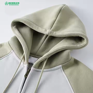 Nouveau Sweat à Capuche Unisexe Personnalisé Couleur Unie Épais 440 GSM en Tissu Éponge Surdimensionné avec Fermeture Éclair et Bord Côte Contrastant 100% Coton - Product Image 4