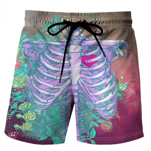 Vente chaude Grande Taille 2 Pièces Ensemble Personnalisé Tricot Stretch Bikinis Botte Coupe Gym Short De Bain Floral Plaid Impressions pour Hommes Vêtements De Plage - Product Image 5