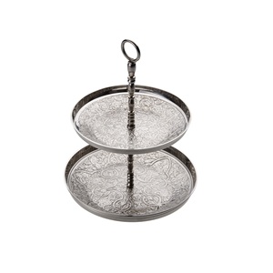 Silver Antique Finishing Rounded Shape Metal Cake Stand Birthday Party Cake Serving Stand - Product Image 6
