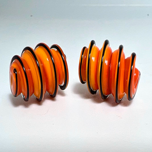 Wholesale Bulk Handcrafted Orange Black Artisan Lampwork Cylinder Glass <b>Beads</b> <b>Crystal</b> Glass Supplies - Product Image 1