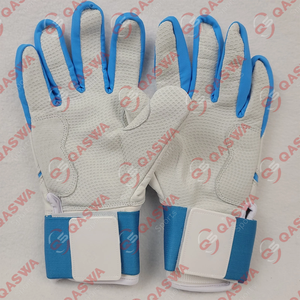 Gants de frappeur de baseball Manchette longue Blanc Bleu Cabretta Cuir Gants de baseball très durables - Product Image 3