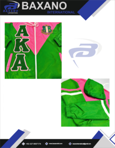 Alfa |   Kapa |   Chaqueta Cortavientos de Nylon Tejido Alpha para Hermandad Griega, con Cremallera Completa, Capucha, Ligera, Impermeable y Bordado AKA - Product Image 6