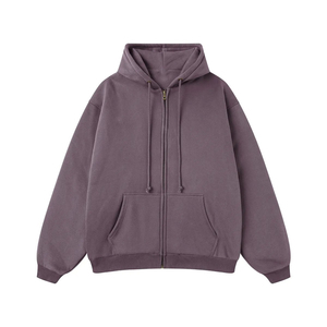 Blanc plaine fermeture éclair régulier lavé poids lourd hommes personnalisé goutte épaule fermeture éclair sweats à capuche meilleur fournisseur tenue décontracté taille adulte - Product Image 1