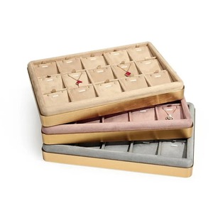 سوار خاتم بشعار مخصص ، متجر مجوهرات مخملي معدني للبيع بالتجزئة ، صينية فاخرة محمولة - Product Image 4