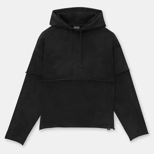 High Quality Double Sleeve Hoodies Faded Stone Washed <b>Vintage</b> Pullover <b>Sweatshirt</b> 100% Cotton Acid Wash Hoodie for Men - Product Image 2