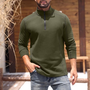 Sudadera de Hombre con Cierre de Cremallera de un Cuarto, Corte Regular, Mezcla de Algodón, Ligera, Transpirable, para Exteriores - Product Image 6