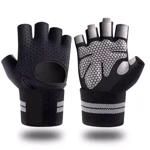 Gants d'entraînement avec logo personnalisé pour salle de sport, haltérophilie, hommes, femmes, exercices de fitness, gants avec poignet enroulé - Product Image 1
