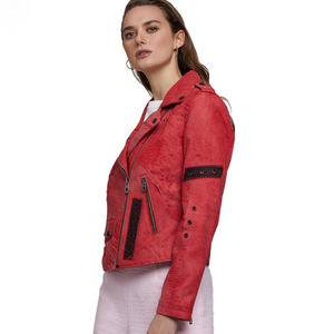 Leather Winter Motorcycle Jacket Women's Latest Design Breathable Stylish Outwear OEM Service Custom - Product Image 4