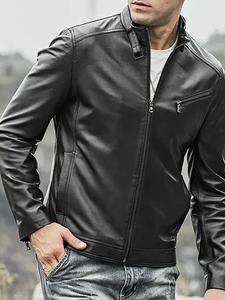 Customizable Men's <b>Winter</b> <b>Leather</b> <b>Jacket</b> with Stand Collar Professionally Made COW SKIN Material Canvas Waterproof Breathable - Product Image 3
