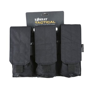 Triple pochette pour chargeur de style ORIGINAL - Noire, avec languette de fermeture en sangle, fixations arrière MOLLE, pochette MOLLE, Camouflage, Personnalisable - Product Image 3