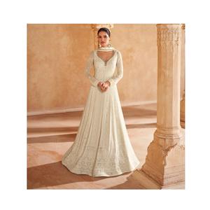 Style indien et pakistanais matériel de filet lourd Anarkali longues robes avec broderie travail costume de vêtements pakistanais - Product Image 1
