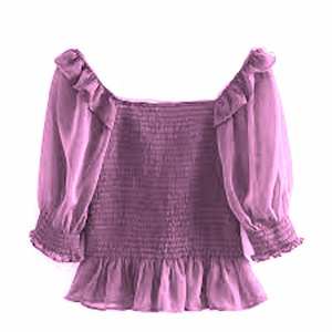 เสื้อครอปสูบบุหรี่แนวแฟนซีสำหรับผู้หญิง,เสื้อผ้าแฟชั่นแบบแต่งเองผลิตจำนวนมากในอินเดีย - Product Image 6