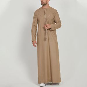 Thobe élégant et décontracté pour homme, Jubba arabe sur mesure de qualité supérieure, robe islamique traditionnelle à manches longues en coton à capuche pour musulman - Product Image 1