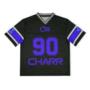 2025 Oversized Crop Boxy American Football Jersey Retro Streetwear <b>Mesh</b> <b>Short</b> Sleeve Solid Knitted Casual Heat-Transfer Blank - Product Image 5