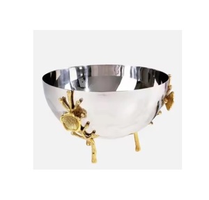 Cuenco para servir de Granada plateada y dorada de alta calidad, cuenco para servir de Metal, cuenco decorativo de Metal para centro de mesa de boda - Product Image 1