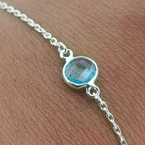 Handmade 925 Sterling <b>Silver</b> <b>Bracelet</b> with Blue Topaz Crystal <b>Bangles</b> & <b>Bracelets</b> - Product Image 2