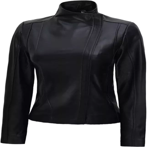 Chaqueta de Moda con Cremallera de Cuero Brillante, Chaqueta de Cuero Vacuno Brillante, Venta al por Mayor, Chaqueta de Mujer Suave y Cálida de Alta Calidad - Product Image 4