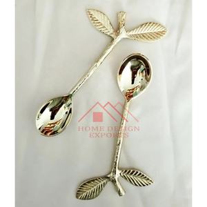 Vajilla de Metal de Latón con Diseño de Palma, Juego de Cubiertos PARA EL Hogar, Hoteles y Restaurantes, Decoraciones Pastelería, Tenedor, Cuchara, Juego de Cubiertos - Product Image 4