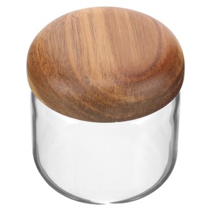 Ensemble de bocaux de stockage en verre avec couvercle en bois Organisateur élégant pour comptoir de garde-manger à la maison et paniers cadeaux - Product Image 3