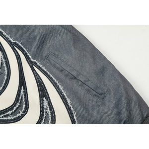 Chaqueta de Béisbol Americana Retro de Otoño con Cremallera Completa y Estampado de Calavera y Esqueleto Personalizado, Chaqueta Vintage de Algodón para Hombre - Product Image 3