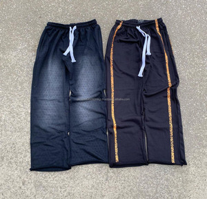 Pantalones de chándal acampanados Vintage para hombre personalizados, ligeros, con lavado ácido, cremallera lateral, diseño informal a rayas, colección de fabricantes - Product Image 1