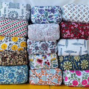 Handmade Large Cotton Quilted Boho <b>Travel</b> <b>Bag</b> Vintage <b>Woman</b> Flower Print Cosmetic Makeup Case Zipper Closure Custom Size Gift - Product Image 1