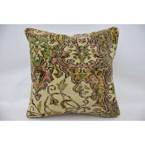 24x24 Pulgadas Beige Lana Kantha Patchwork Paisley Almohada Vintage Patrón Tejido - Product Image 4