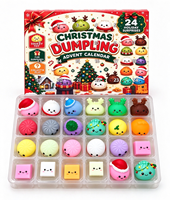 Calendrier de l'Avent Squishy en forme de Boulette de Noël, 24 Pièces, Jouet Anti-Stress Surprise pour Enfants, Cadeau de Fêtes