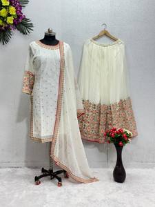 CONJUNTO DE TRAJE DE DISEÑADOR HEAVY PAKISHTANI SHARARA CON CONJUNTO DE TRAJE DE DISEÑADOR HEAVY PAKISHTANI SHARARA - Product Image 3