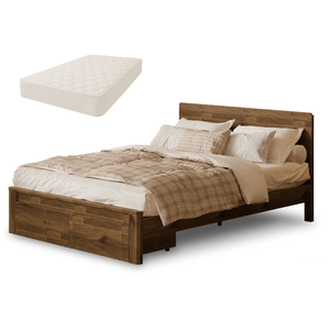 เตียงไม้จริงแบบโมเดิร์นพร้อมลิ้นชัก 2 ช่องสำหรับชุดเฟอร์นิเจอร์ห้องนอน - Product Image 1
