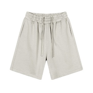 Short pour homme poids lourd avec logo personnalisé Short en coton et polyester mélangé éponge française Short style épissage teint uni - Product Image 4