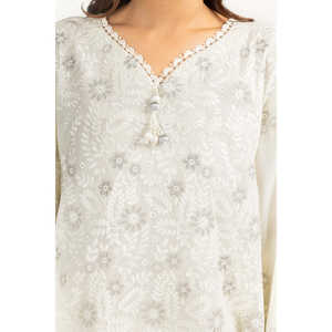 ชุดสูทฤดูร้อนผ้าสวิสวอยล์ปักลายสีเทาอ่อนสำหรับผู้หญิงแบบ 3 ชิ้น - Product Image 2