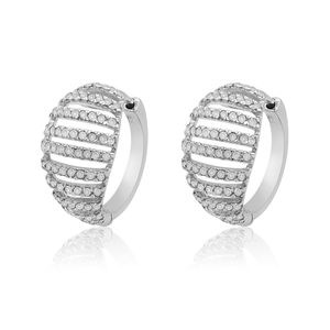 Pendientes de aro para mujer de plata de ley con diamantes blancos naturales de corte redondo de 1,10 quilates, regalo de boda - Product Image 4