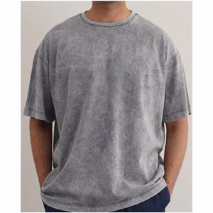 Camiseta para hombre Camiseta lavada al por mayor Camiseta de peso pesado Camiseta negra de gran tamaño Camiseta personalizada vintage con lavado ácido gráfico para hombre - Product Image 3