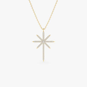 0.25ctw 1.0mm 14k Solid Gold Celestial North Star Diamond Pendant Necklace Natural Diamond Fine Jewelry Necklaces for Her - Product Image 1