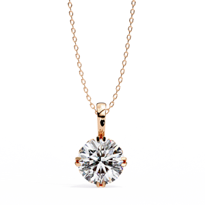 Pendentif panier en or rose 14 carats 1.84 CT diamant de laboratoire Solitaire lunette réglage de la broche chaîne à maillons classique de tous les jours pour la fête - Product Image 1