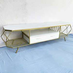 Soporte de TV contemporáneo con revestimiento de mármol y marco dorado KTV68083 - Product Image 3