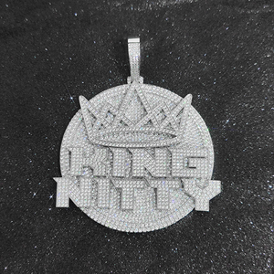 Moissanite Silver <b>King</b> Nitty <b>Crown</b> Round Pendant Hip Hop Iced Out Statement Necklace Luxury Bling Jewelry Gift For Men - Product Image 4