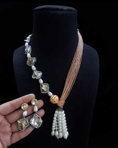 Ensembles de collier Mala en perles de fiançailles de mariage de style ethnique Bollywood plaqué or pour femmes - Product Image 4