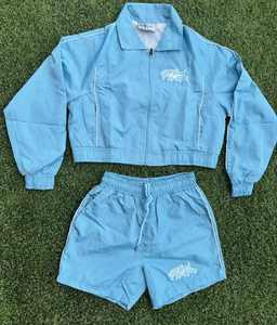 Chándal cortavientos para hombre estilo Streetwear, conjunto de pantalones cortos de dos piezas con logotipo personalizado para verano - Product Image 4