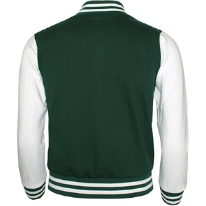 Veste universitaire classique pour homme, vert foncé et blanc, authentique, style bomber, avec manches contrastées - Product Image 2