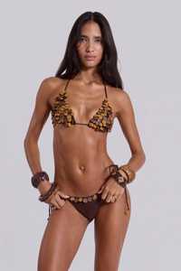Robe Sexy personnalisée de conception marron pour la sortie à la plage ensemble de bikini de plage perlé audacieux prêt à porter sexy - Product Image 5