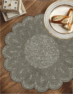 Best Theme Design Scalloped Glass <b>Beads</b> <b>Placemat</b> Tableware Decorative for Parties and Other Functions Mats & Pads - Product Image 2
